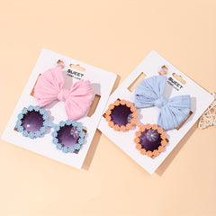 Girls Flower Sunglasses & Bow Headband Set Hair Accessories