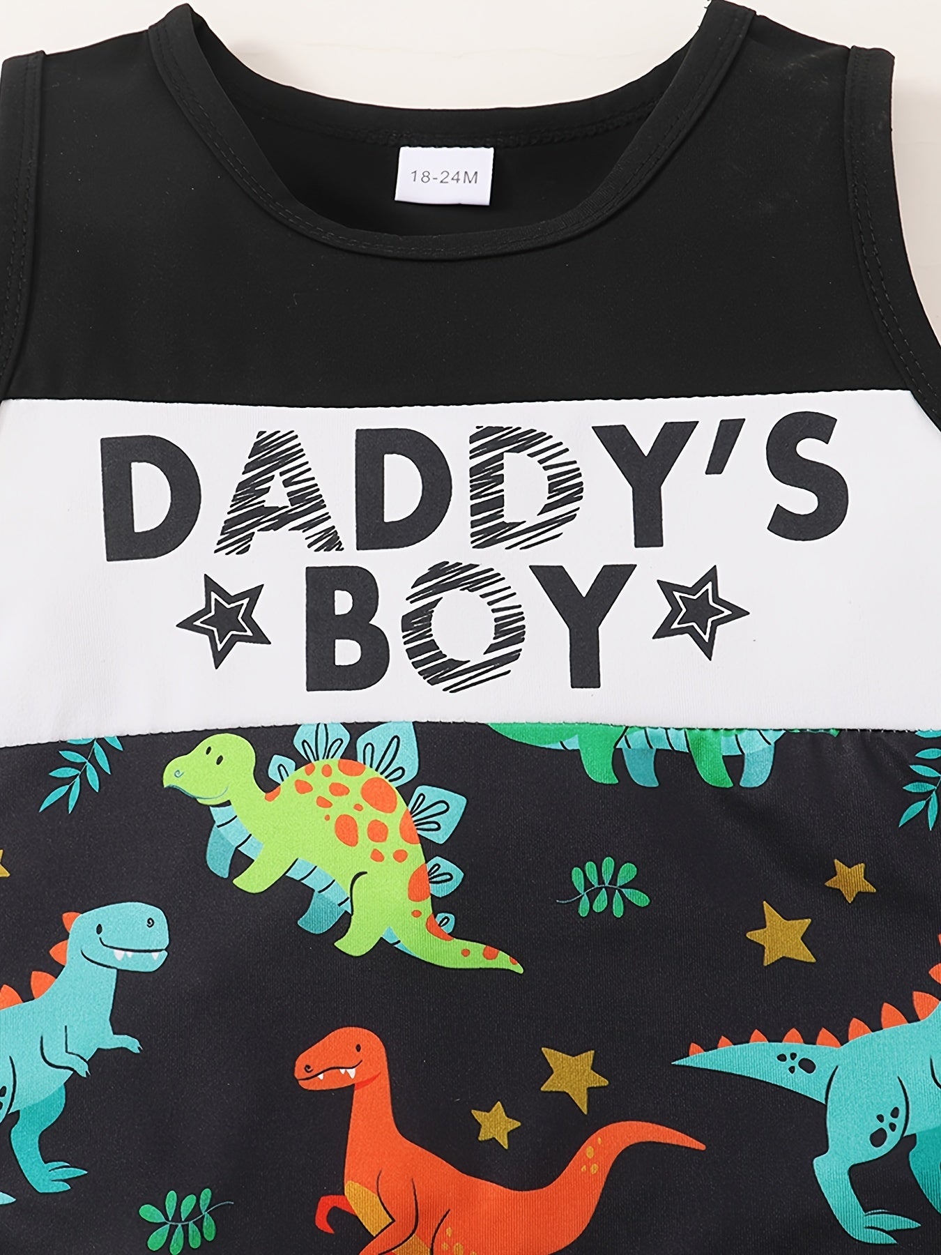 Boys DADDY'S Print Tank Top & Dino Shorts Set Kids Summer Clothes