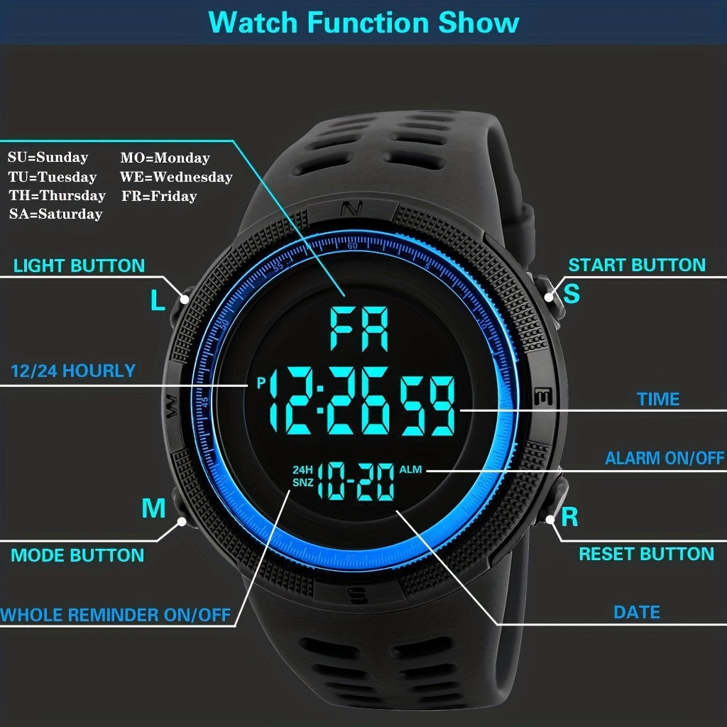 Men's Chronograph Electronic Watch Outdoor Sports Alarm Clock