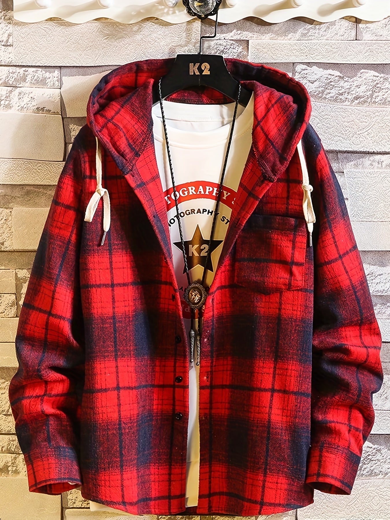 Plaid Shirts Hooded Jacket for Men