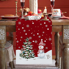 Red Merry Christmas Table Runner Holiday Decoration