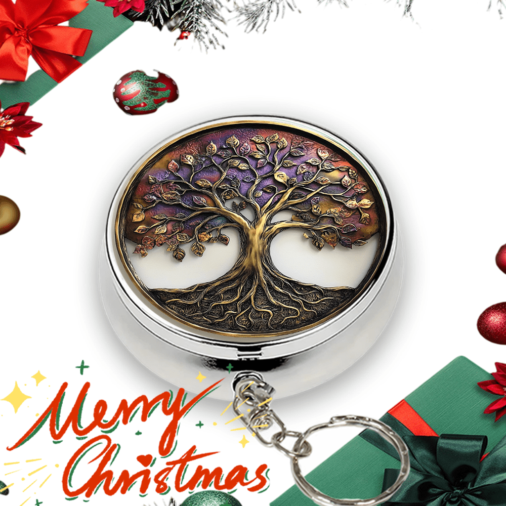 Portable Pill Organizer Keychain 3 Compartment Metal Medicine Case