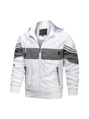 Men's Casual Striped Print Hooded Jacket