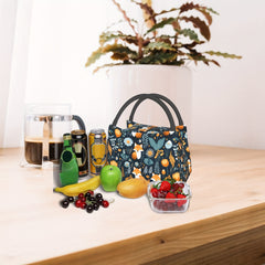 Insulated Lunch Bag Fox Forest Pattern Large Tote Bag Zipper Cooler Bag