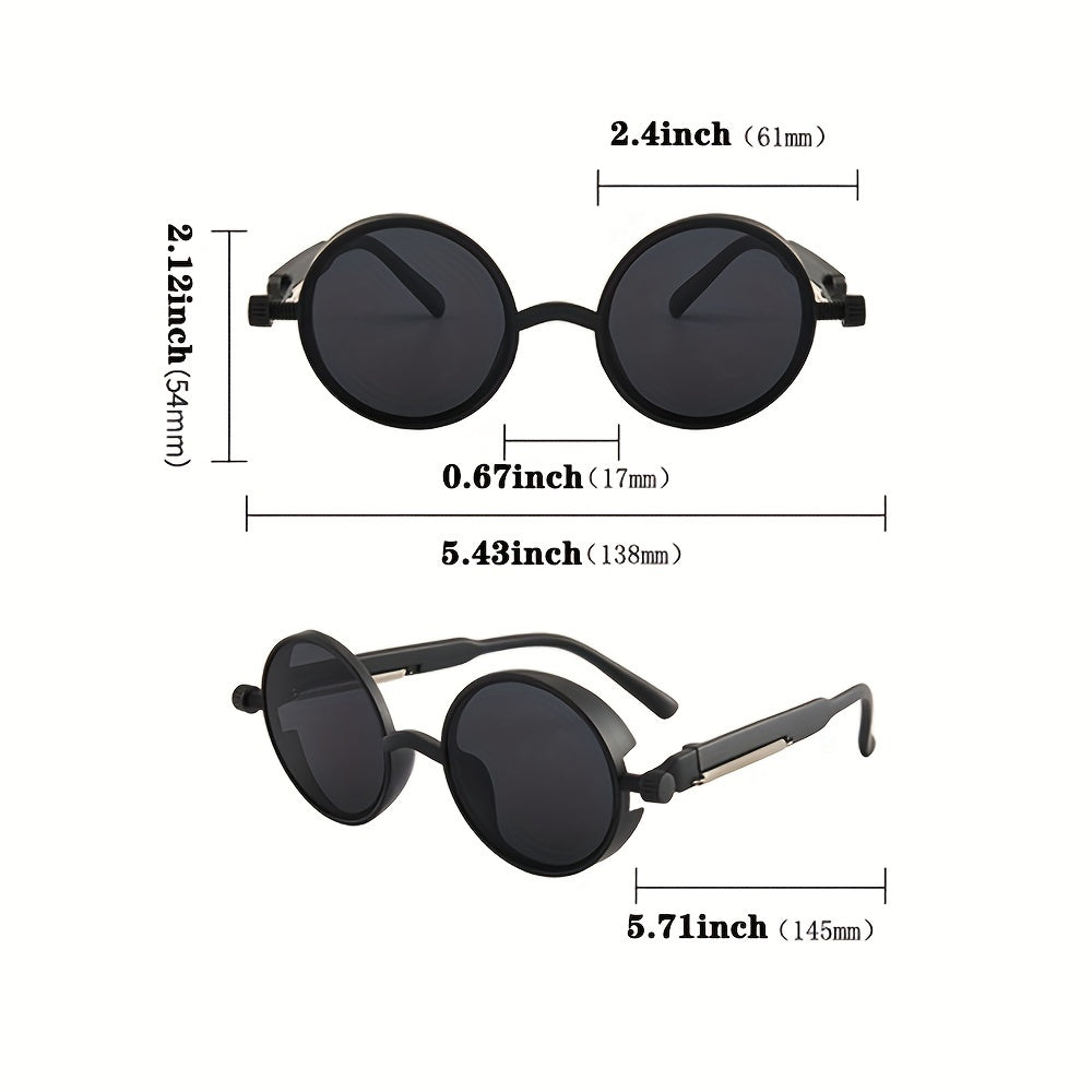 Gothic Steampunk Round Sunglasses for Men