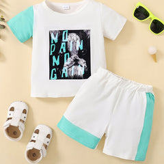 Boys Cotton Graphic Tee Matching Shorts Set Kids Summer Clothes