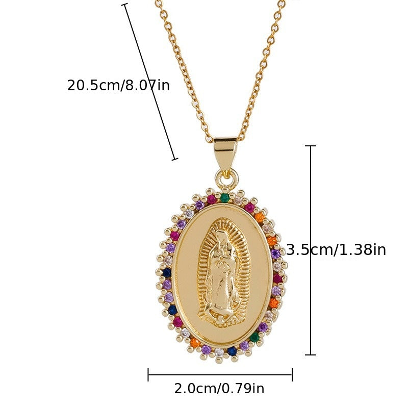 Girl's Lucky Virgin Mary Pendant Necklace Christian Jewelry