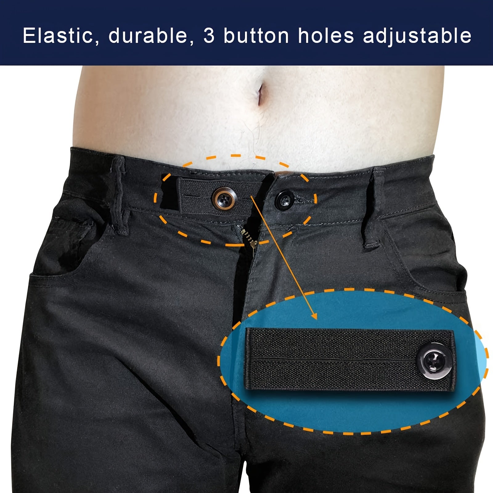 Elastic Waist Extension Belt for Jeans & Pants Adjustable Button Extenders