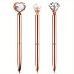Rose Gold Ballpoint Pens with Quicksand Glitter Diamondoid