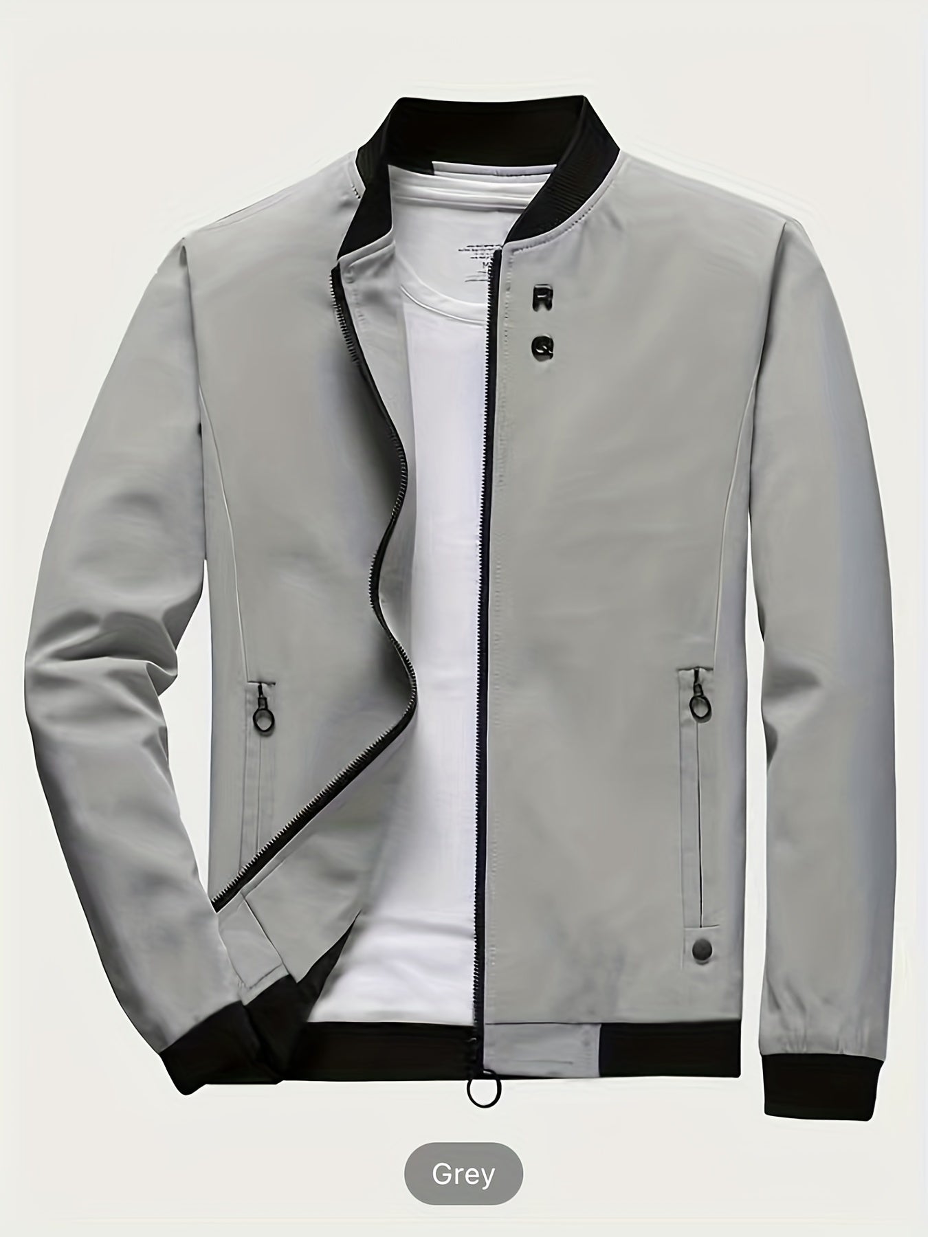 Men's Stand Collar Windbreaker Zip Up Jacket