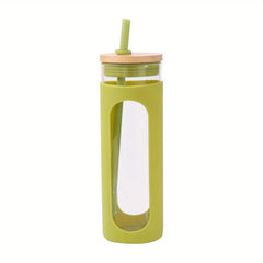 20oz Glass Water Tumbler with Straw and Sleeve Bamboo Lid Reusable Cup
