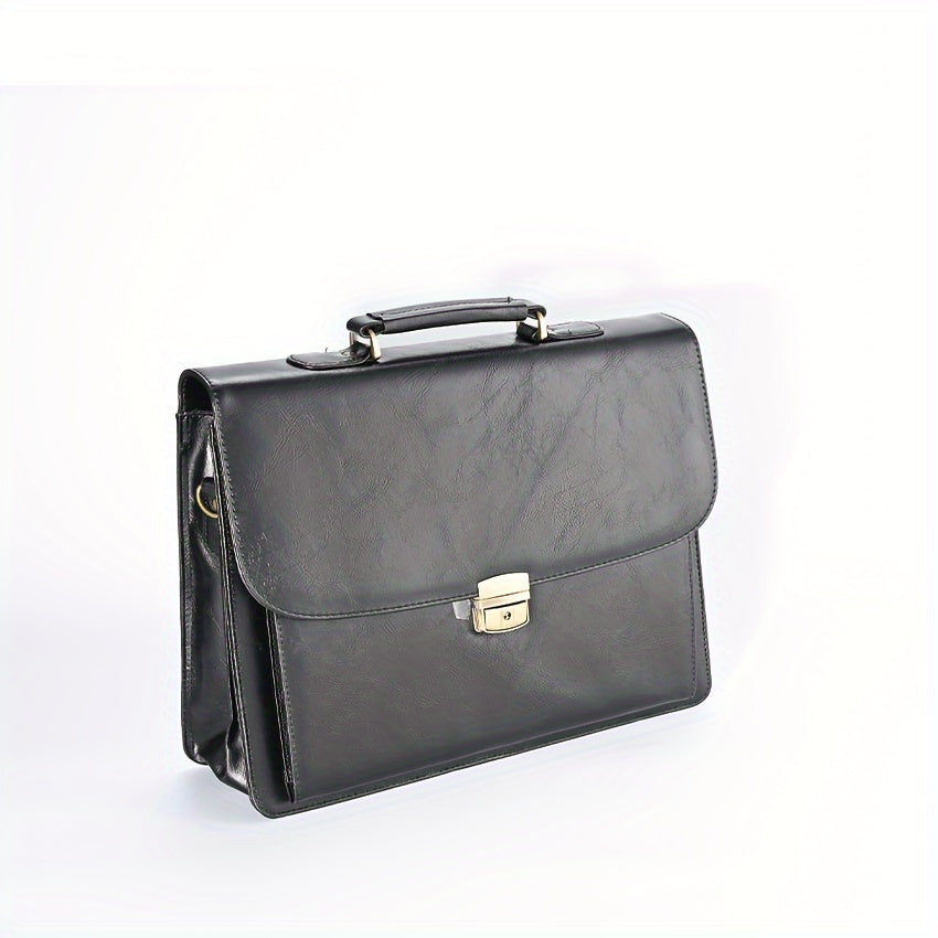 Men's Business Briefcase Laptop & Tablet Compartment Zip Closure