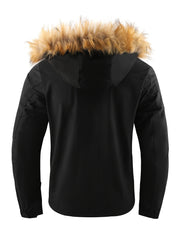 Men's Waterproof Padded Jacket With Faux Fur Hoodie Coat
