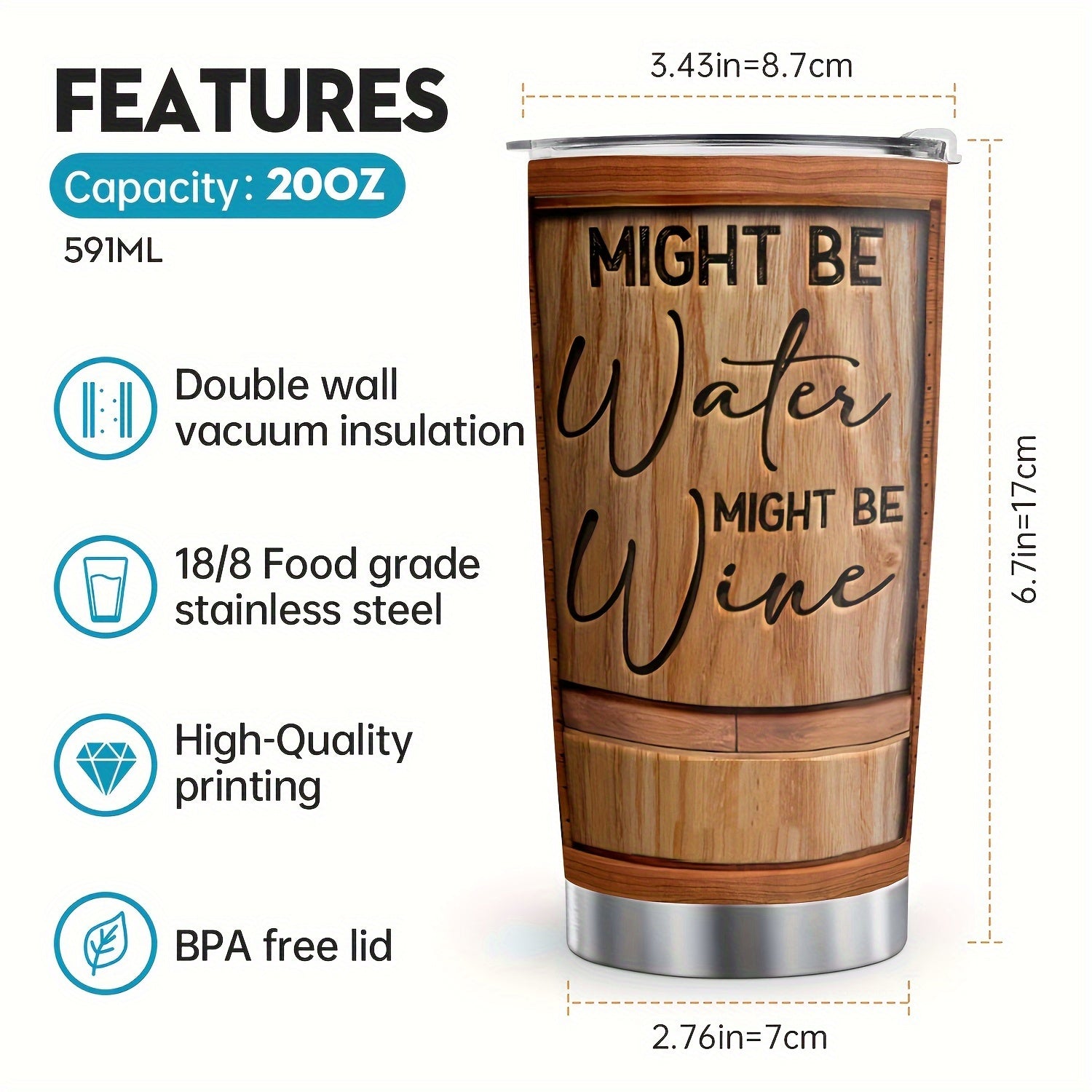 20oz Might Be Water Might Be Wine Tumbler