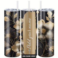 Custom Name Floral Print 20oz Stainless Steel Tumbler