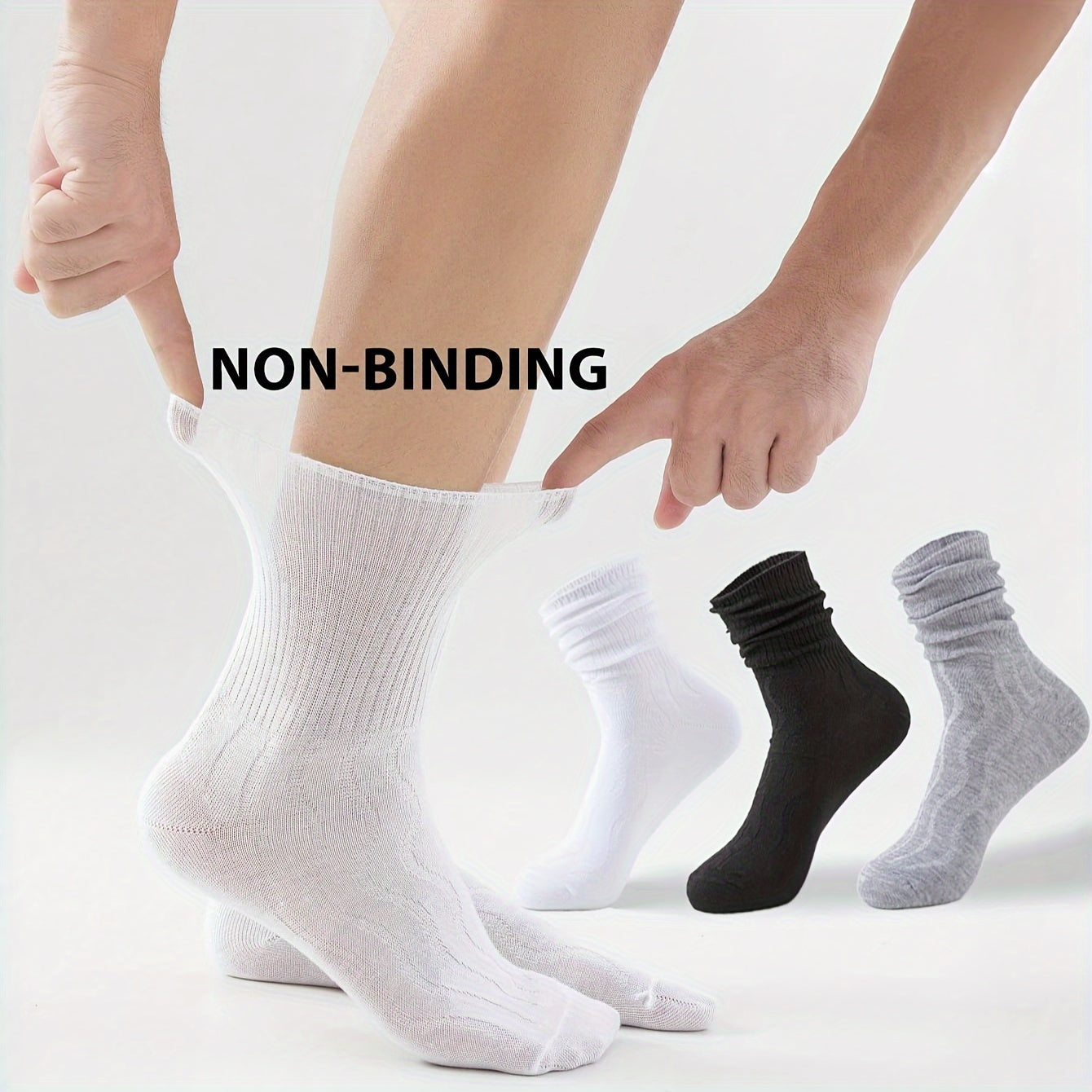 3 Pairs Diabetic Socks Non Binding Wide Top Moisture