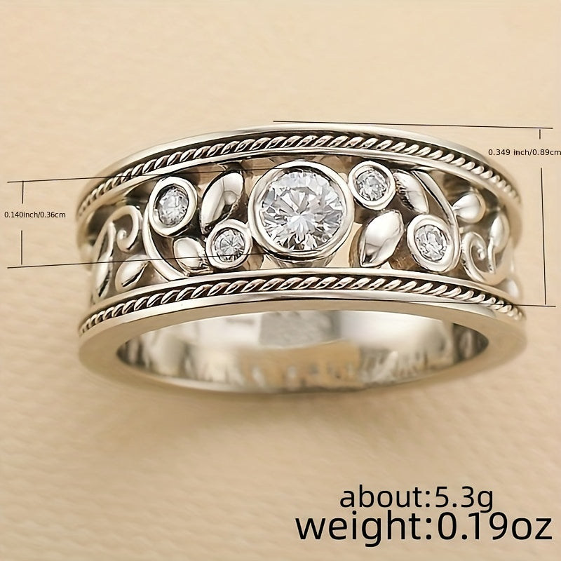 925 Silver Zircon Ring Wedding Jewelry Engagement Gift