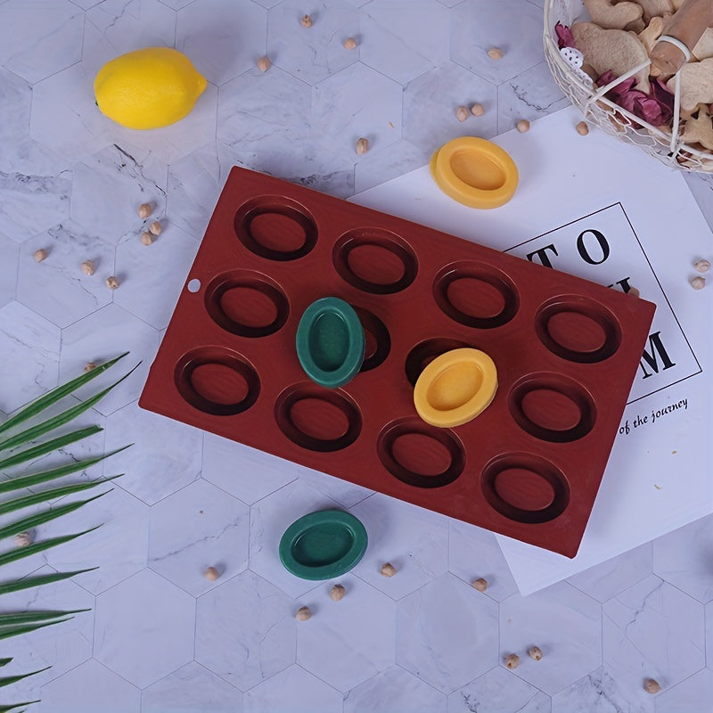 1pc Oval Mousse Cake Mold 12 Cavity 3D Silicone Mold Candy Mold Pudding Mold