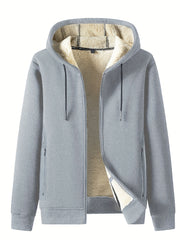 Men's Fleece Thermal Hooded Jacket for Winter
