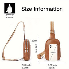 Retro Style PU Leather Sling Bag Crossbody Chest Mobile Phone Bag