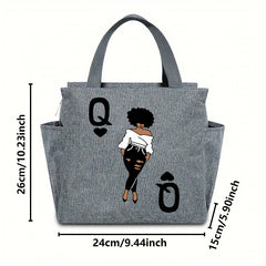 Queen Insulated Lunch Bag Oxford Canvas Tote Cartoon Large Capacity Portable