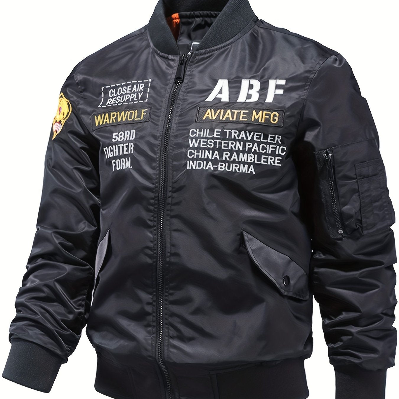 Embroidered Jacket Men's Zip Up Baseball Jacket