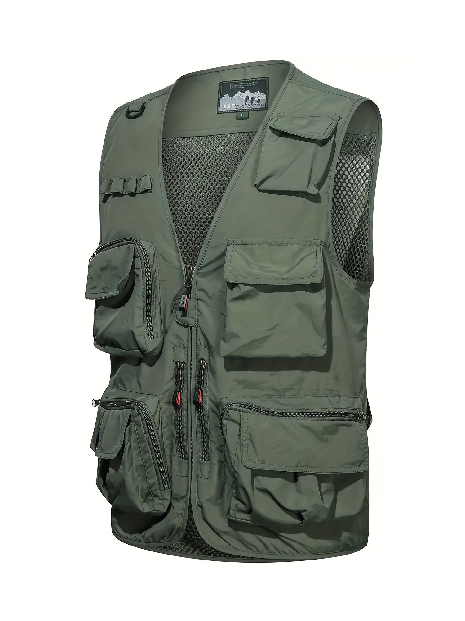 Men's Cargo Vest V Neck Zip Up Outwear