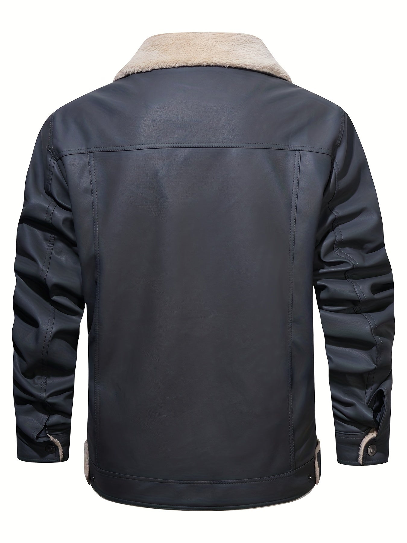 Men's Classy Fleece PU Jacket with Fur Collar