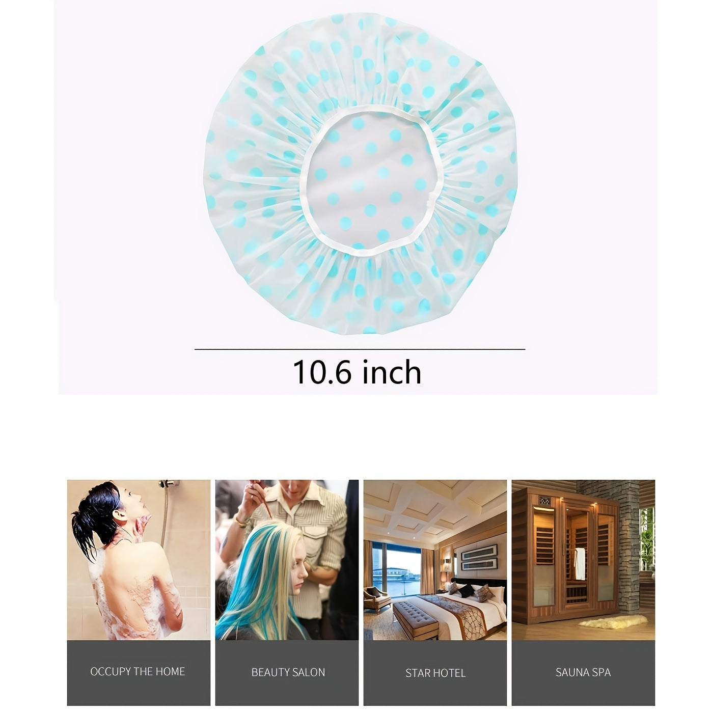 3-pc Waterproof Shower Cap w/ Elastic Band, Flower Print - Salon & Spa Use