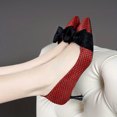 Women's Bowknot Stiletto Heels Pointed Toe High Heel Shoes
