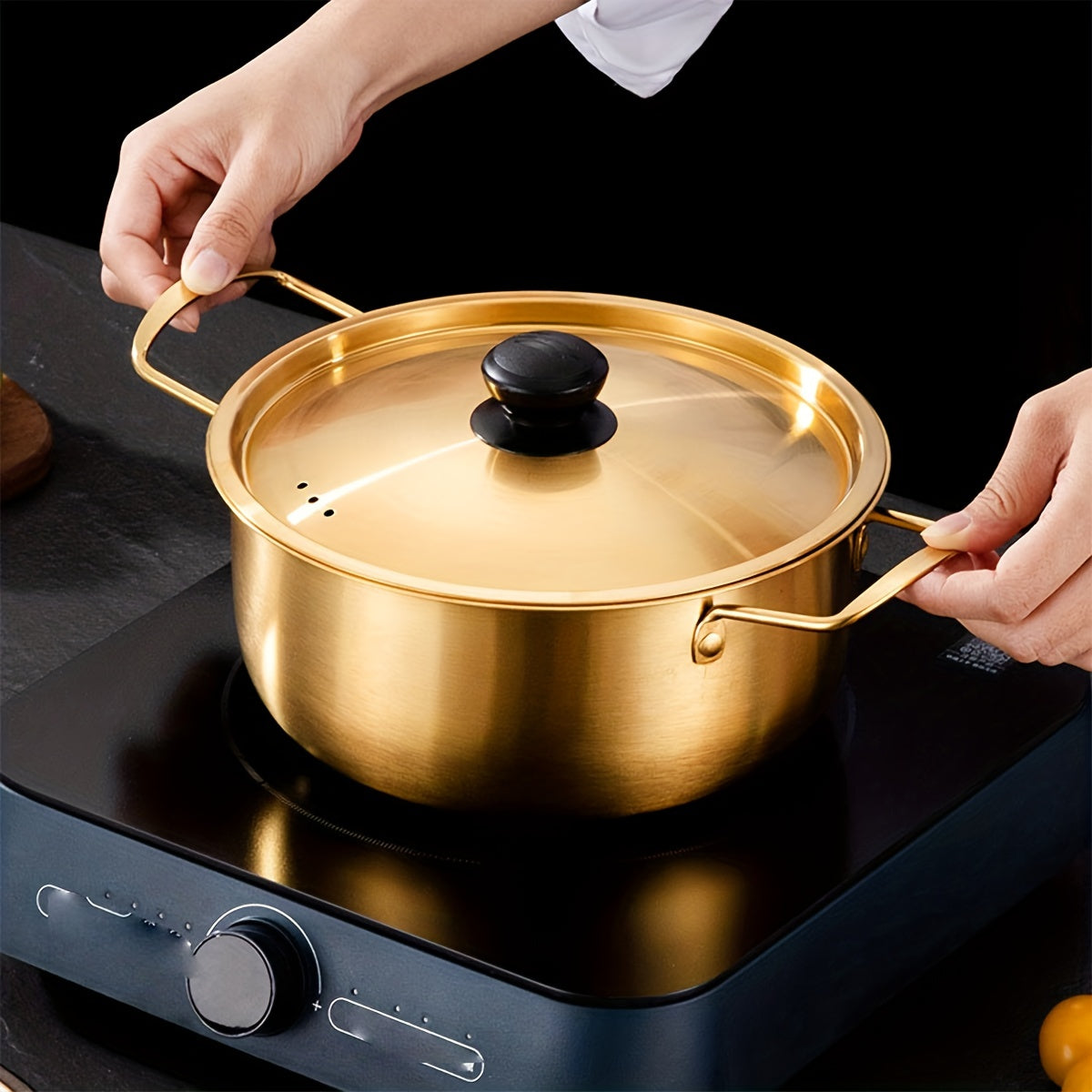 Ramen Noodle Pot With Lid 18cm Double Handle Cookware