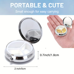 Sun Moon Art 3 Compartment Pill Box Wallet Portable Pocket Decoration Metal Medi
