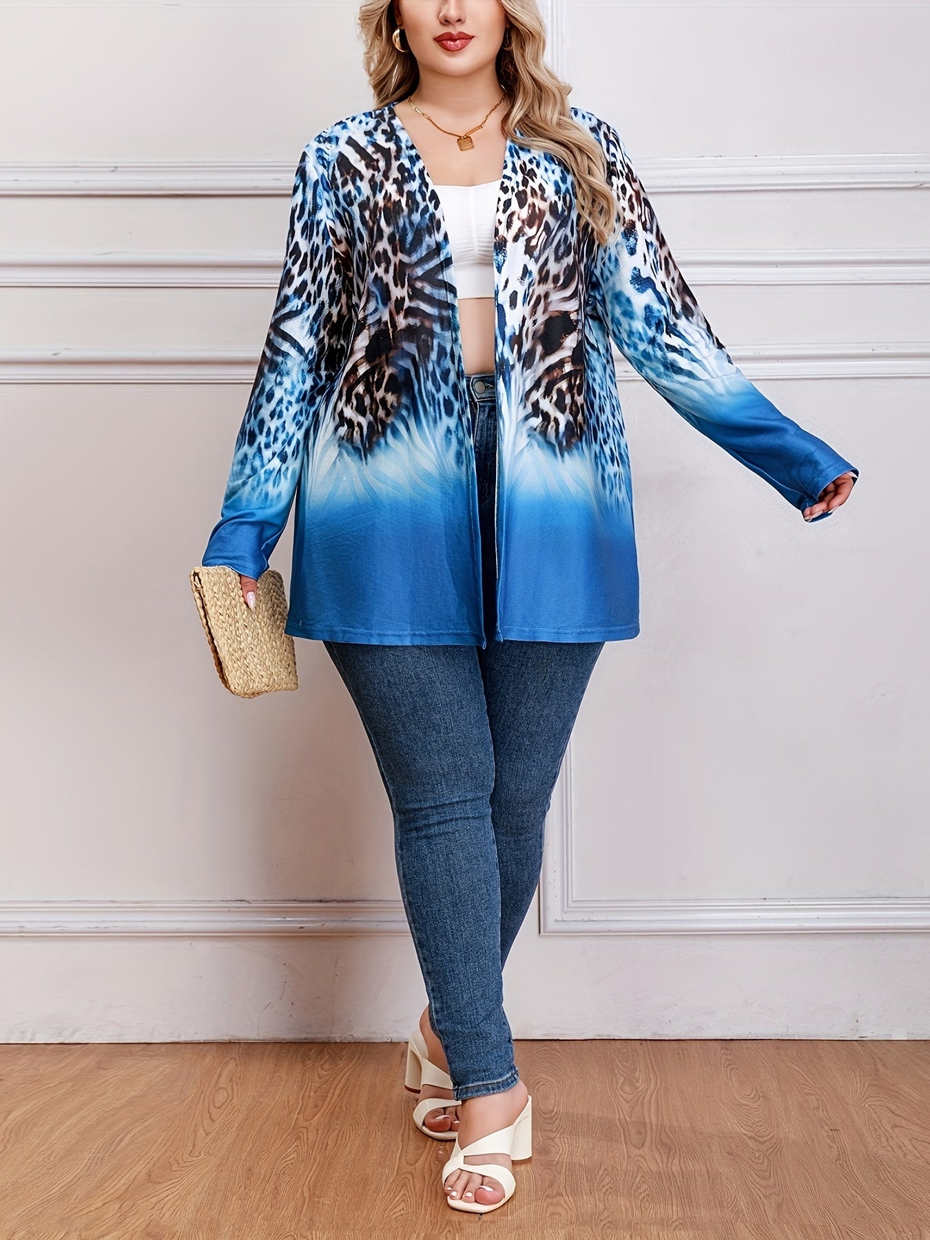 Leopard Print Open Front Cardigan
