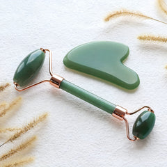 Jade Roller & Gua Sha Set Resin Massager for Facial Beauty Reduce Fine Lines