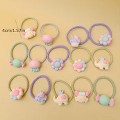 14pcs Baby Girls Hair Tie Headwear Head Rope Bracelet With Cartoon Decor