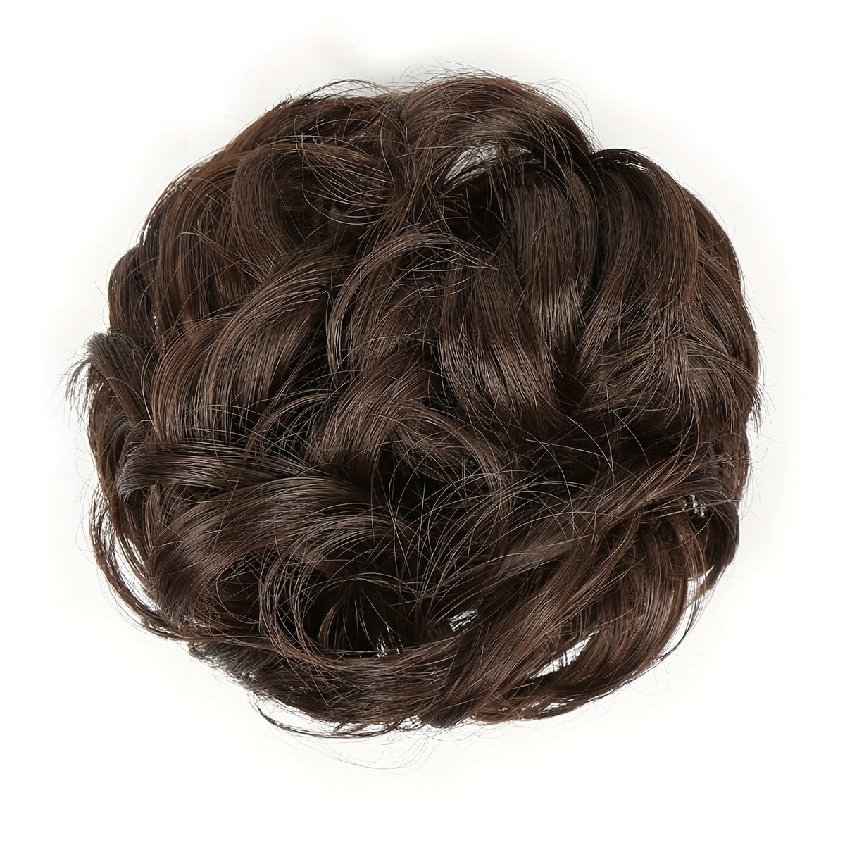 Curly Wavy Hair Bun Extension in Flaxen Brown & Chocolate Chestnu
