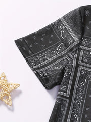 Boys Allover Print Casual Outfit Round Neck T shirt & Denim Shorts Set