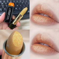 Golden Metallic Lipstick Glitter