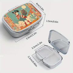 Thanksgiving Square Pill Box Dual Compartments Portable Medicine Organizer