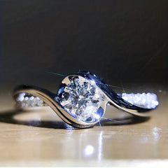 Men's Silvery Rhinestone Zircon Ring Wedding Band Engagement