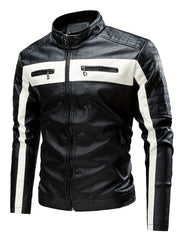 Men's Spring And Autumn Warm Faux Leather Jacket Coat