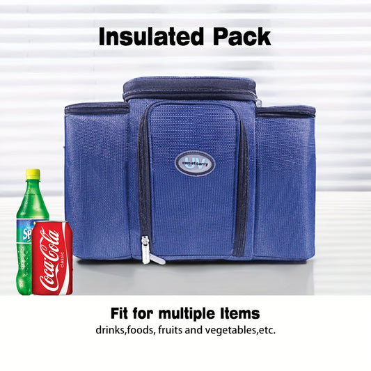 Navy Insulated Cooler Bag Large Capacity Foldable Reusable Soft Oxford Fabric