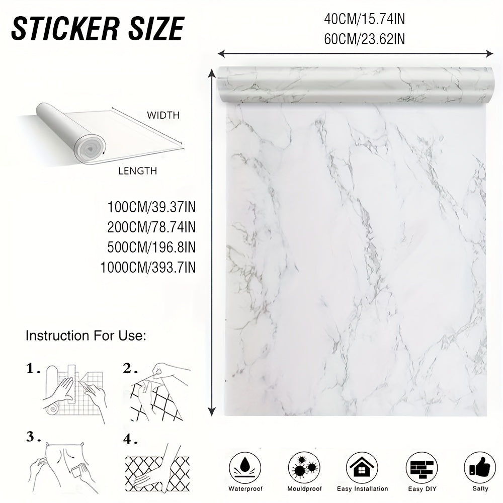 Marble Wallpaper Self-Adhesive Waterproof for Kitchen Living Room Bedroom