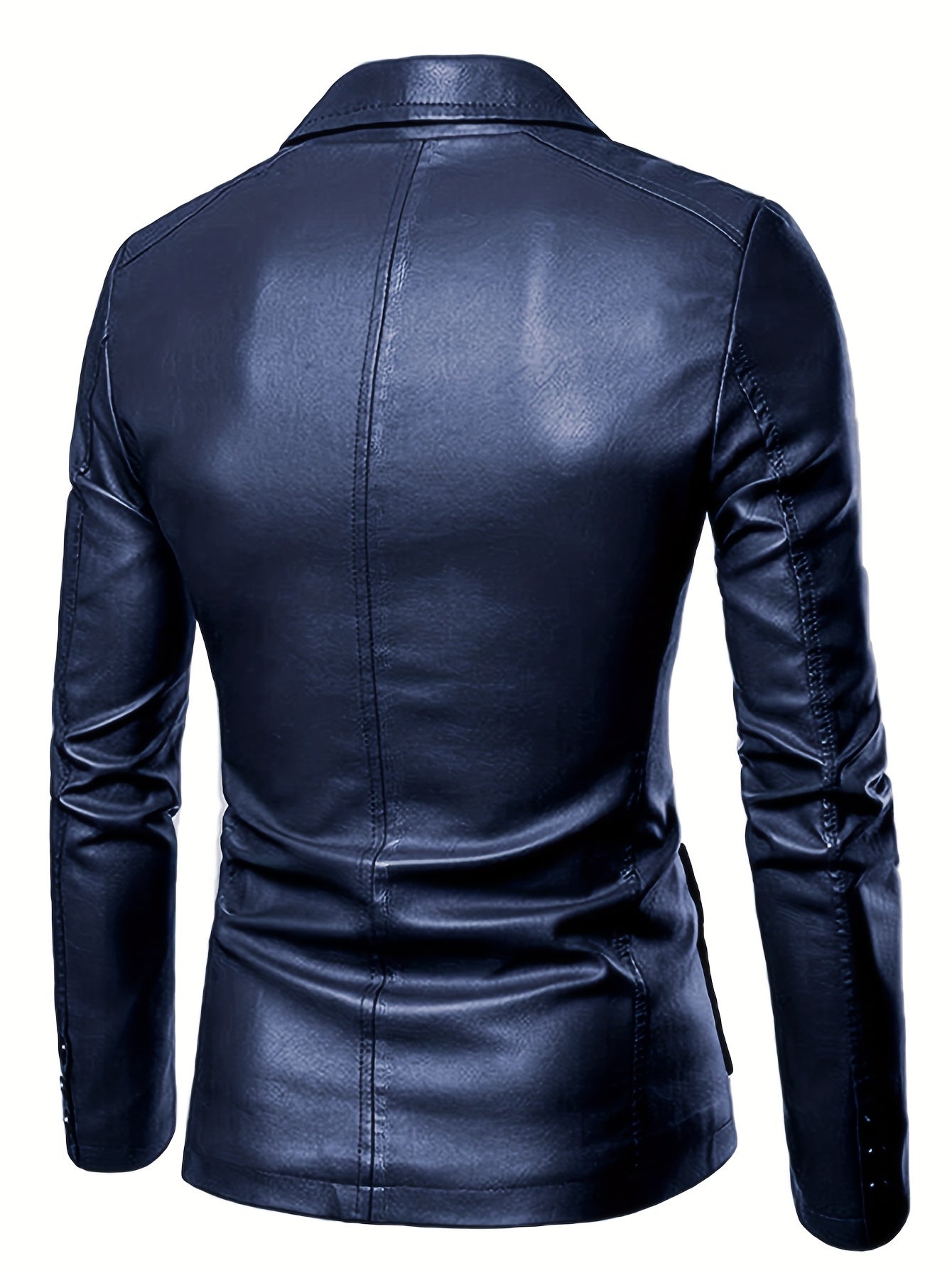 Men's Leather Lapel Zipper Up Jacket for Autumn Winter Wear