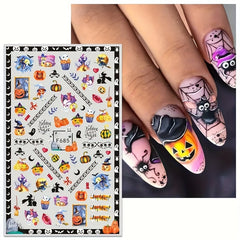 Halloween Nail Art Stickers Decals Ghost Pumpkin Witch Self Adhesive