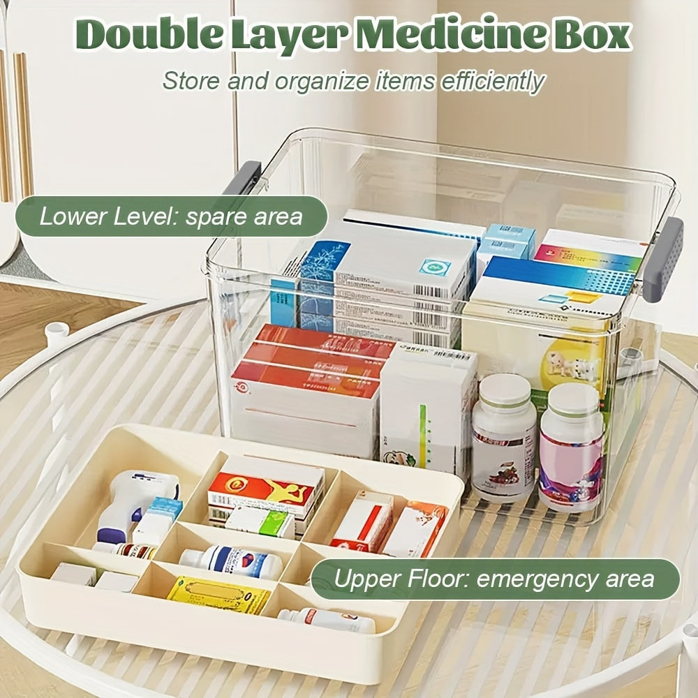 Lockable Medicine Storage Box Clear Portable First Aid Organizer