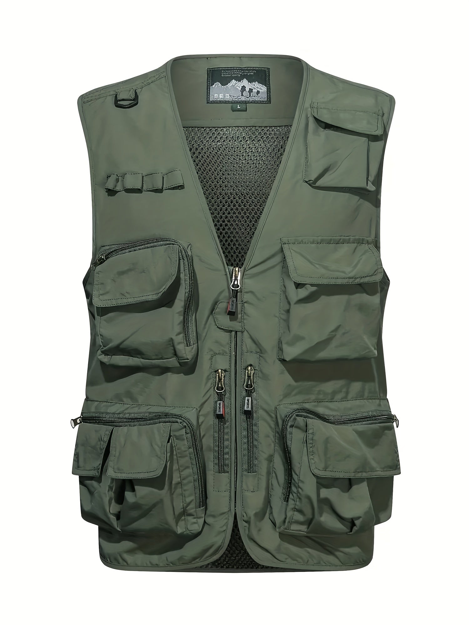 Men's Cargo Vest V Neck Zip Up Outwear