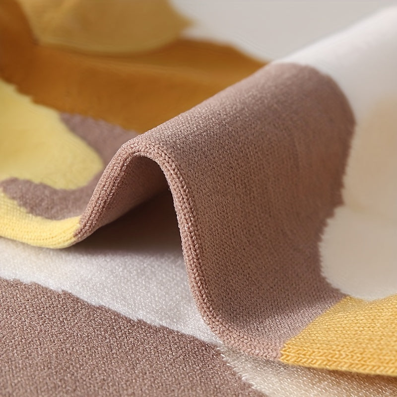 5 Pairs Moon Print Socks Colorblock Crew Socks Women's Stockings