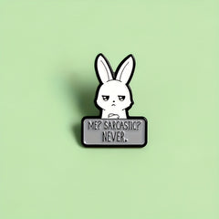 SARCASTIC NEVER Rabbit Enamel Brooch