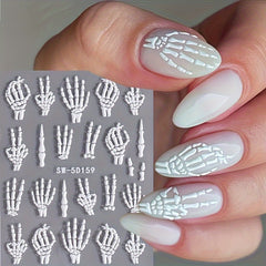 Skull Nail Art Stickers 5D Self Adhesive Decals for DIY Manicure